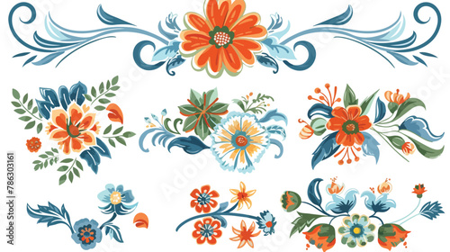 Floral design elements classic design flat vector isolated