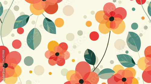 Flower vintage background with circles flat vector isolated