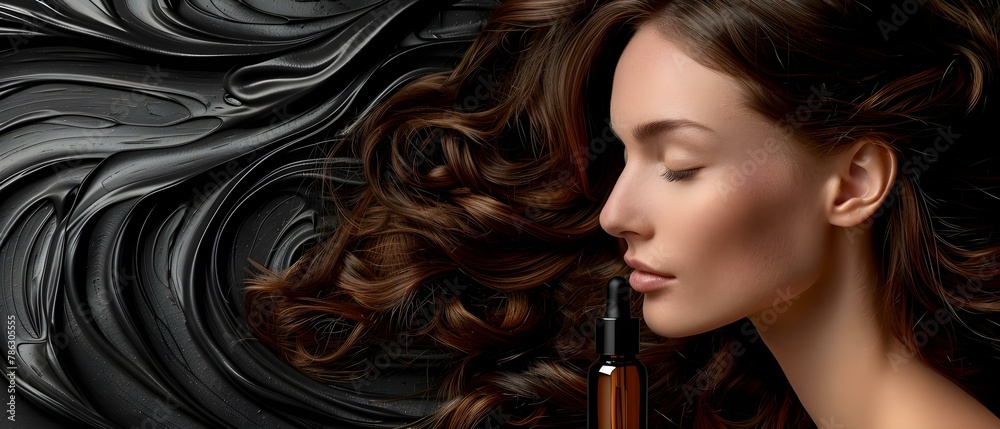 Revitalized Locks: Boost Hair Health with Nourishing Essence. Concept Hair Care, Nourishing Treatments, Healthy Hair, Revitalized Locks, Strengthening Products - obrazy, fototapety, plakaty 