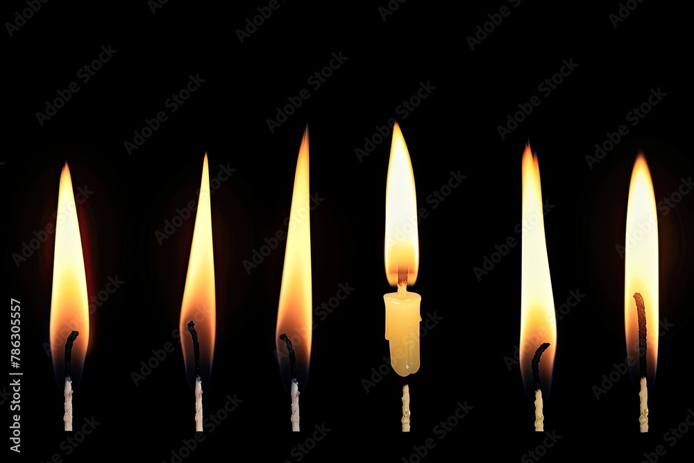 Candle Flame Set Isolated on Black Background Candle Flame Set Isolated on Black Background