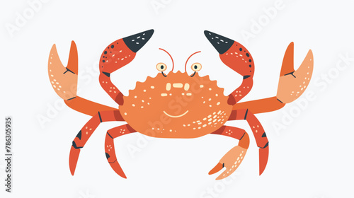 Fun crab flat vector isolated on white background