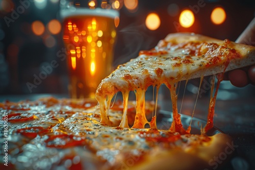 The generative AI Italian pizza with beer