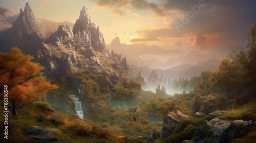 Fantasy landscape paintings, fantasy background