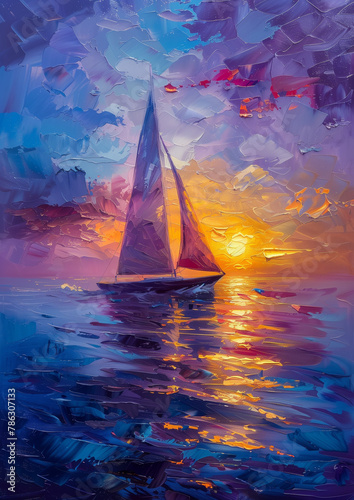 Floral Impressions Sailing into Azure Horizons 3D Painting