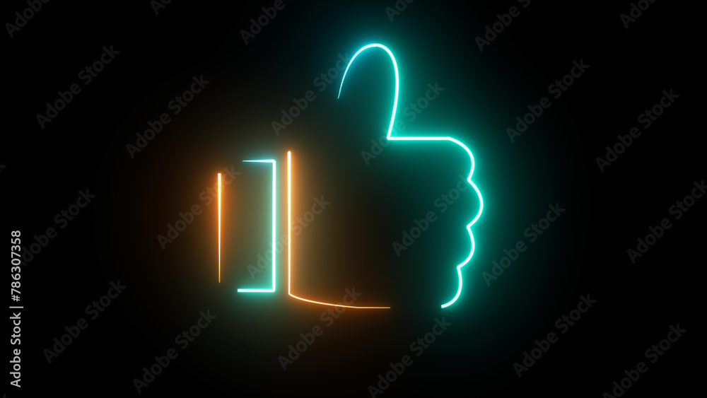 Glowing neon line Hand like icon