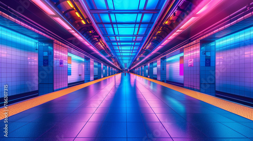 Urban Tranquility Modern NYC Subway Station Photorealistic