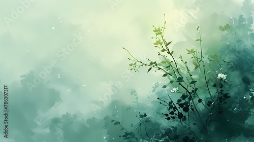 Green early morning landscape abstract poster background