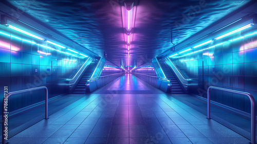 Urban Tranquility Modern NYC Subway Station Photorealistic photo