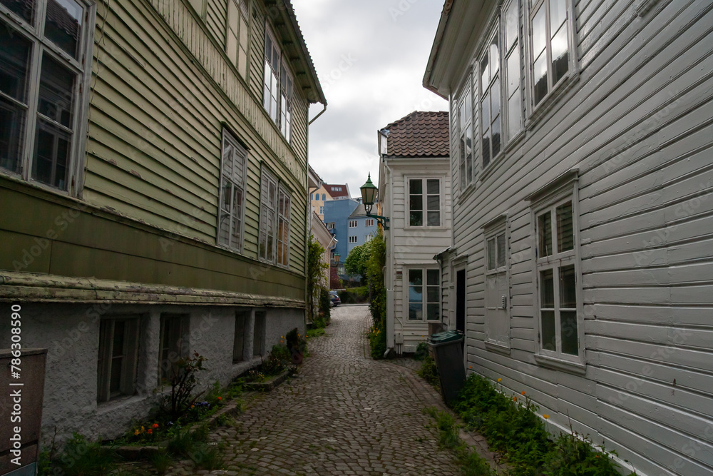 Bergen, Norway - June 6, 2010: Historical center in summertime,