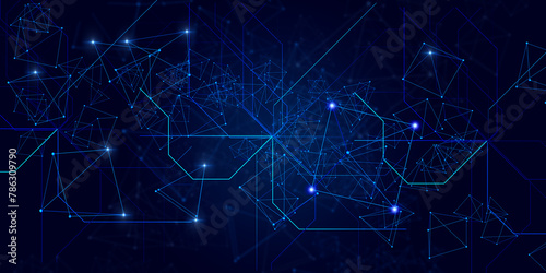 Abstract digital background of points and lines. Glowing black plexus. Big data. Network or connection. Abstract technology science background. 3d vector ... See More 