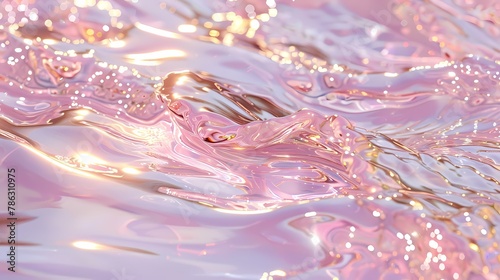 pink waves on golden ocean poster background  