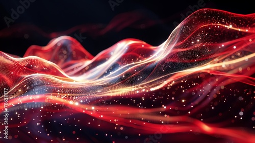 Dynamic abstract red and orange digital wave background