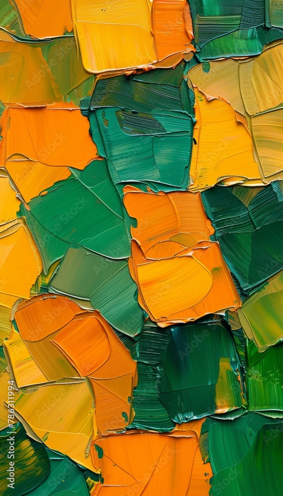 Naklejka premium Vibrant abstract autumn leaves art painting texture with oil brushstroke on canvas