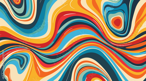 Groovy hippie 70s backgrounds. Waves swirl twirl