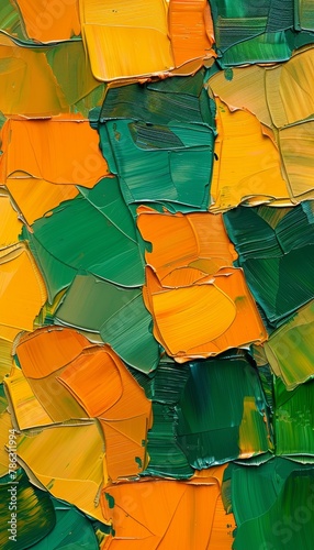 Vibrant abstract autumn leaves art painting texture with oil brushstroke on canvas © Ilja