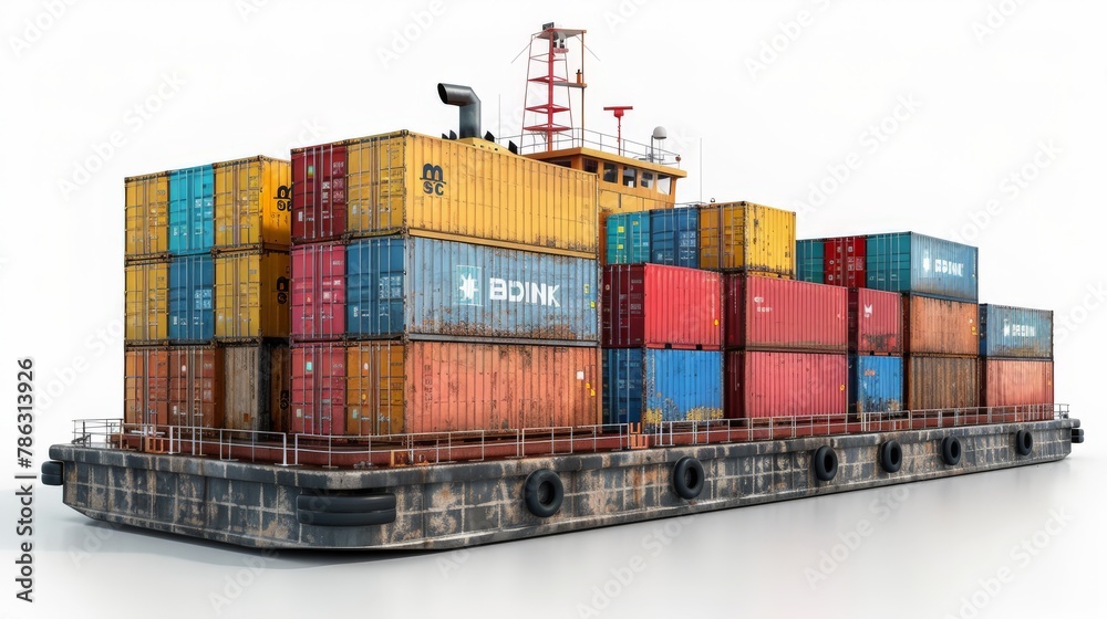Fototapeta premium A large ship is filled with containers, including some that say BNK