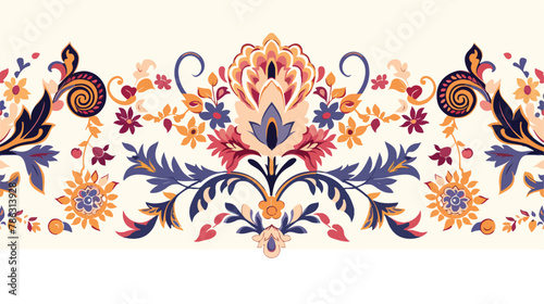 Mughal Art Colorful damask floral paisley baroque patt photo