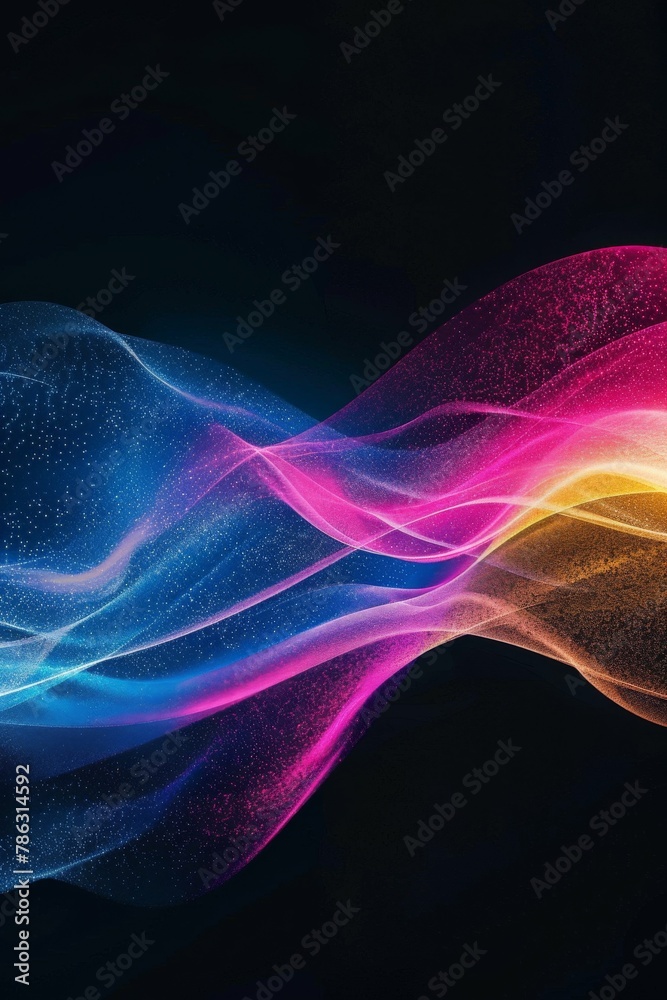 Grainy gradient background with blue, pink, and yellow shades forming an abstract glowing color wave