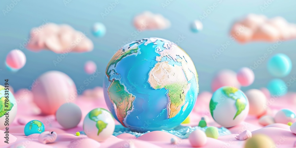 3D render, illustration 16K cute landscape, earth day , gradient green, pastel colors background 3D render, illustration 16K cute landscape, earth day , gradient green, pastel colors background