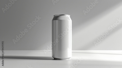 3D render of a white blank energy drink can mockup on white background 