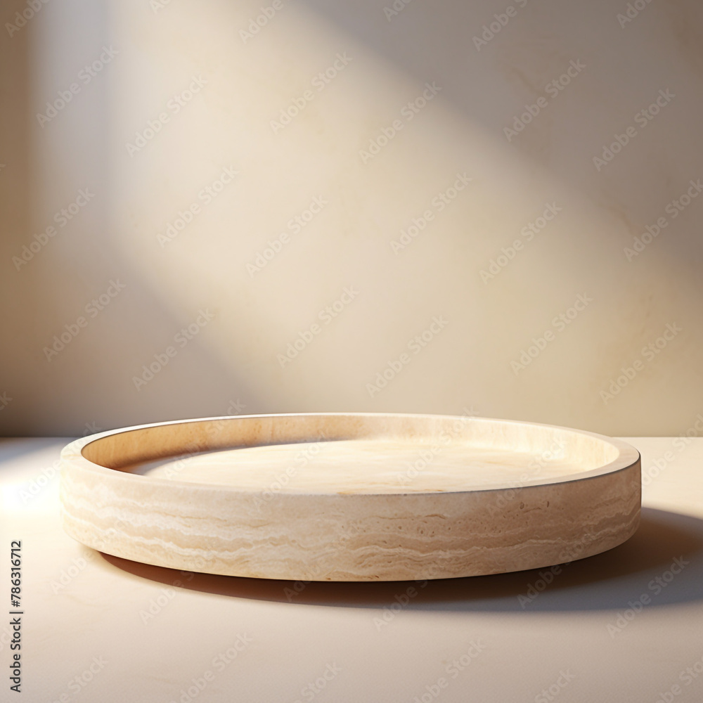 design a decorative low bowl, in travertine сreated with Generative Ai