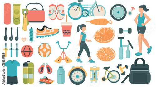 Healthy fitness lifestyle icons vector illustration