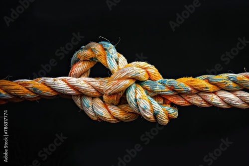 Reef knot, isolated on black