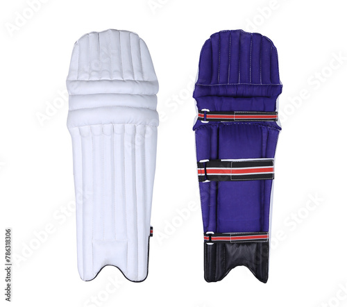 Bilde på lerret cricket leg guard front back angle isolated on white background.