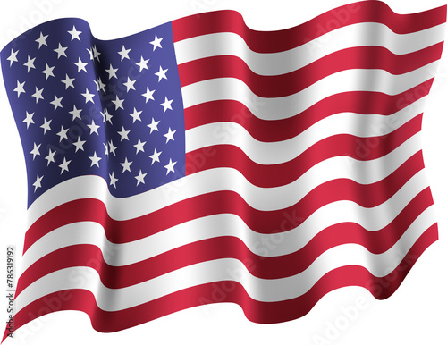 Realistic 3D Waving Flag of United States