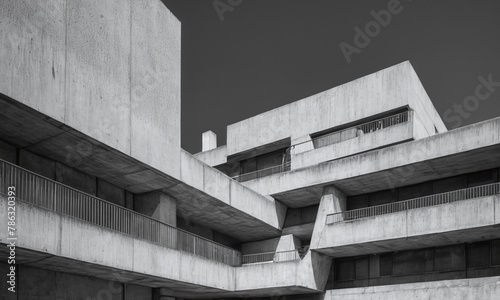 brutalism architeture design black and white photo