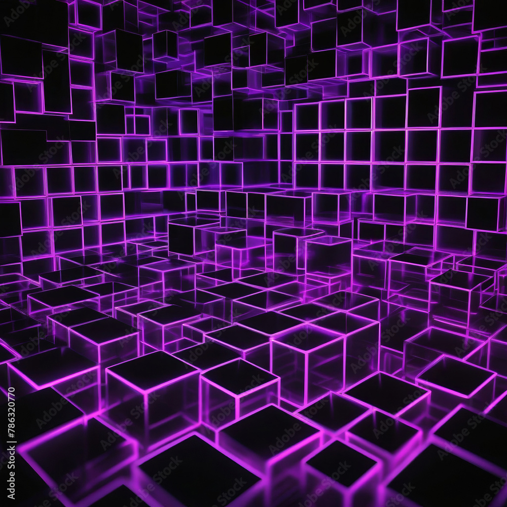 Neon cubes grid Neon cubes grid
