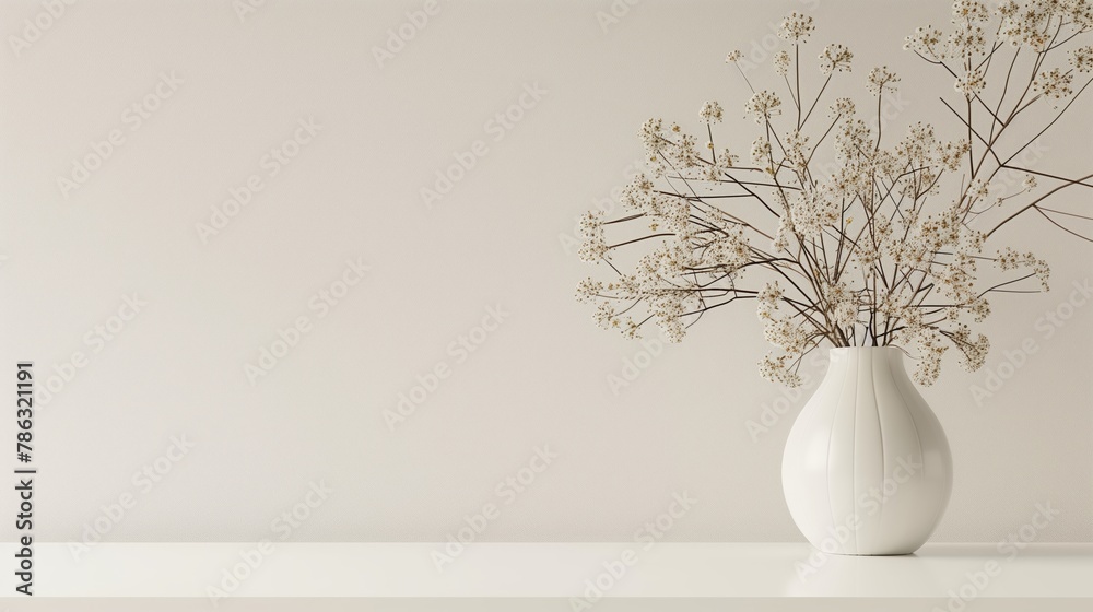 Minimalist Vase with Dried Flowers on Table