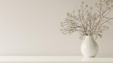 Minimalist Vase with Dried Flowers on Table