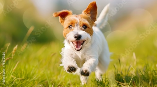 Joyful Jack Russell Terrier Running on Grass