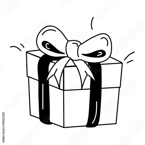 A scalable doodle icon of gift box 