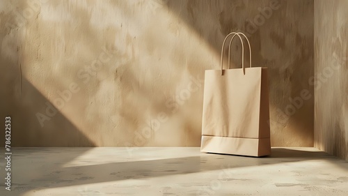 High-End Beige Shopping Bag with Crisp Texture
