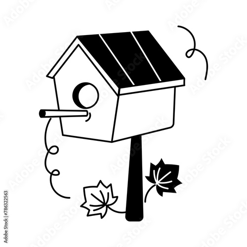 Download doodle style icon of birdhouse 