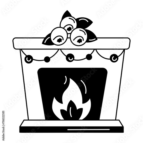 Latest doodle style icon of fireplace 