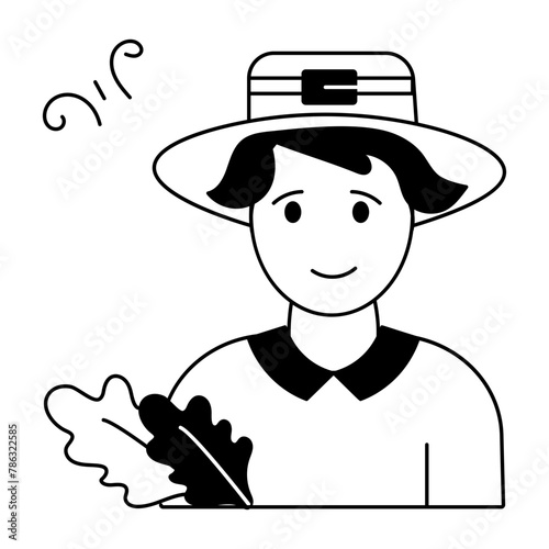 A hand drawn icon of pilgrim costume 