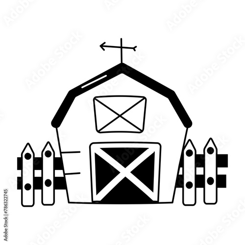 Latest doodle icon of farmhouse
