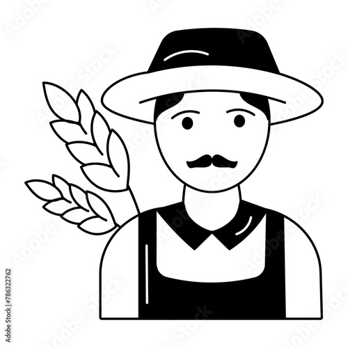 Check this doodle icon of farmer character 