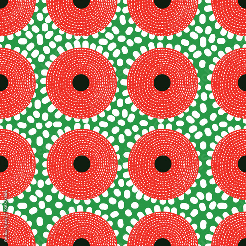 African polka dots. Summer colors. Abstract seamless pattern.  Can be used in textile industry, paper, background, scrapbooking. © vyazovskaya