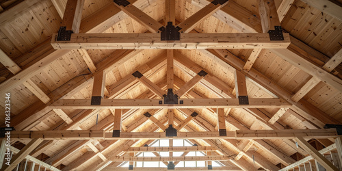 A roof truss structure made of light wood   home structure