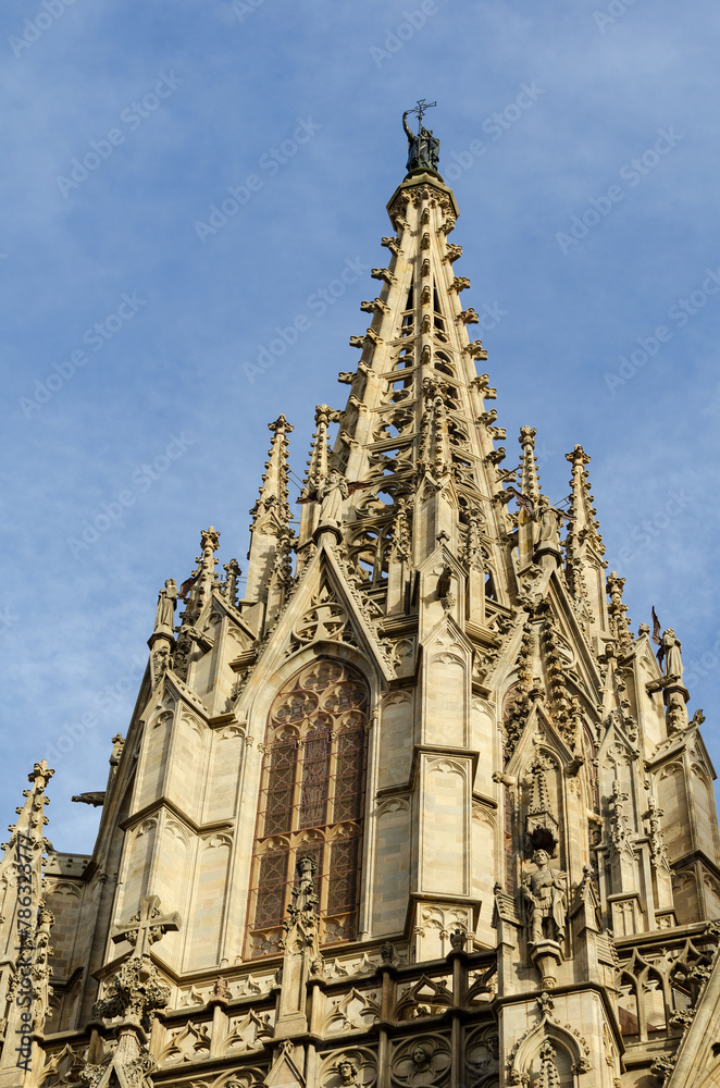 Barcelona, Spain: The Cathedral of the Holy Cross and Saint Eulalia, in the evening light Barcelona, Spain: The Cathedral of the Holy Cross and Saint Eulalia, in the evening light