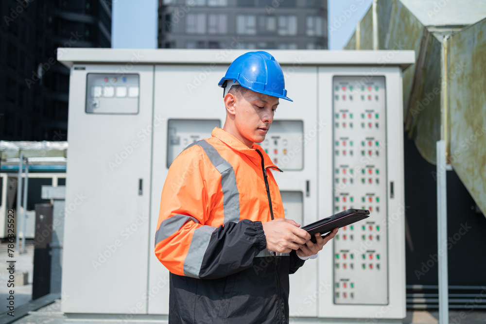 Engineer Using Tablet for Operational Management Engineer Using Tablet for Operational Management