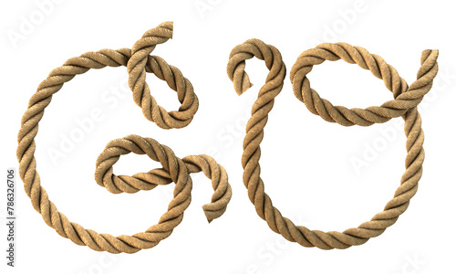 3D render of the text "go" with a rope texture