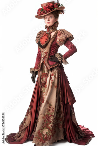 Woman victorian style dress