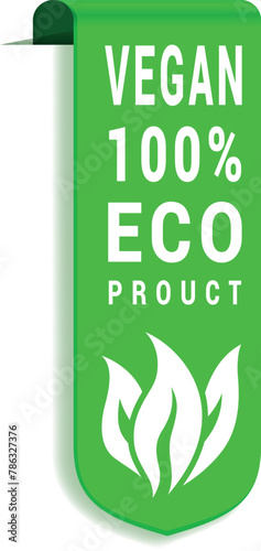 Vegan eco product green vertical label design template vector illustration © Vikivector