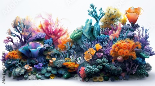 A colorful underwater scene with a variety of sea creatures