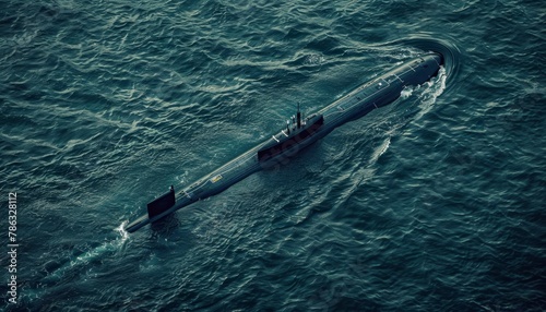 Military nuclear submarine launches torpedo missile in vast expanse of open ocean